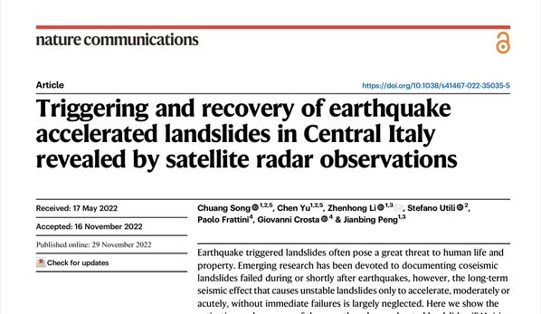 我校李振洪教授研究团队揭示滑坡对地震的长期反应特征